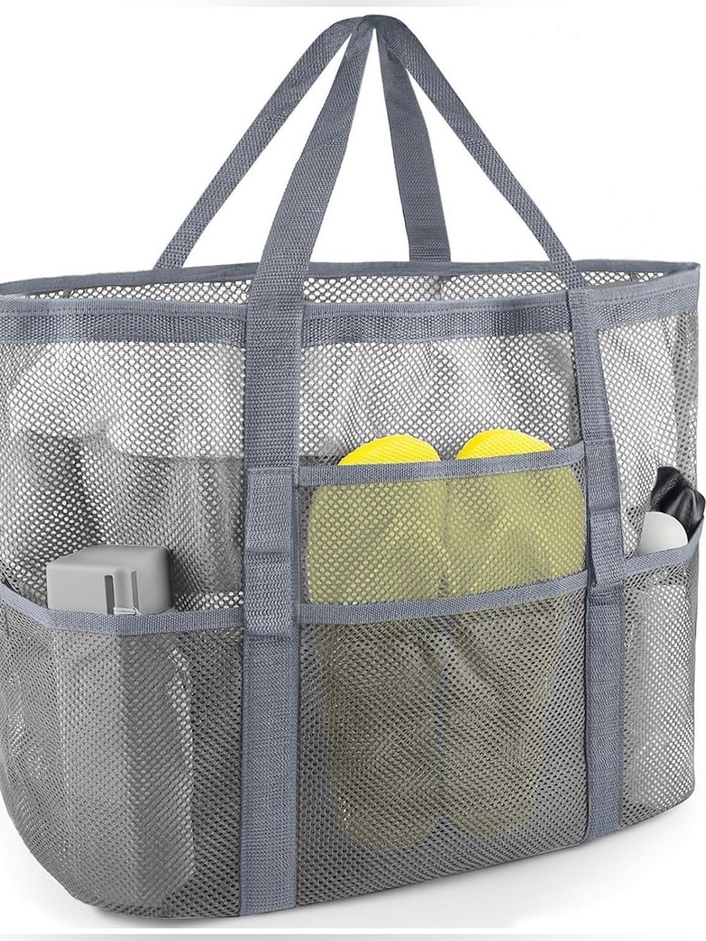 Gray Mesh & Canvas Tote Bag  - Durable Everyday Carry